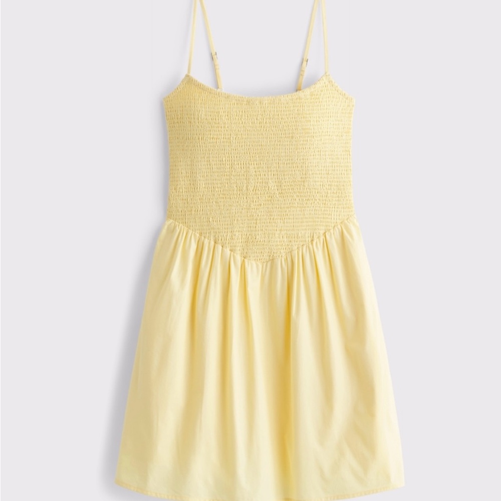 Abercrombie Dipped Waste Smocked Mini Dress - Picture 2 of 9
